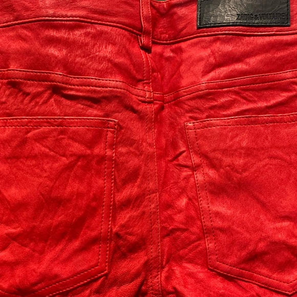 NWT Zadig & Voltaire Red Phlame Leather Jean - Sz 4 US / Sz 36 FR - Picture 6 of 11